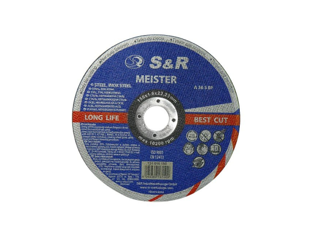 Круг вiдрiзний Meister 150x1.6x22.2 мм A36S BF мет/нерж. S&R (131016150)