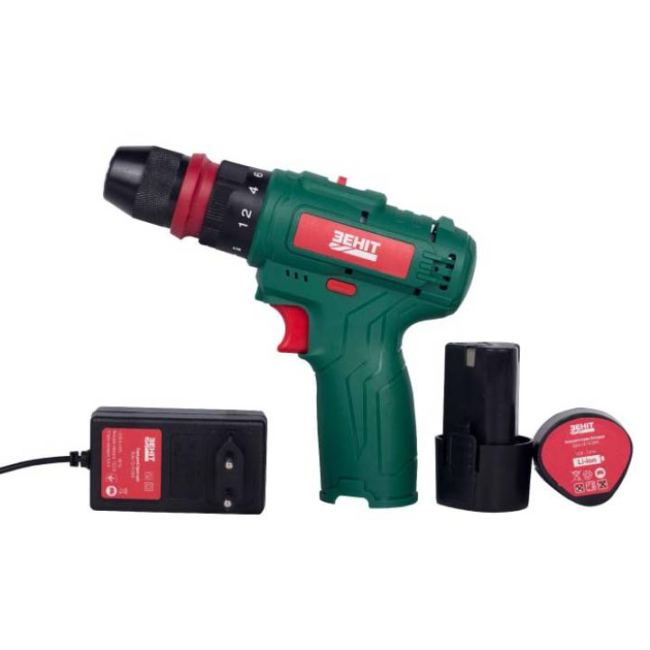 Шурупокрут-дриль акумуляторний Зеніт ЗША-12/15 DFR 12В 2х1.5А/год 853786