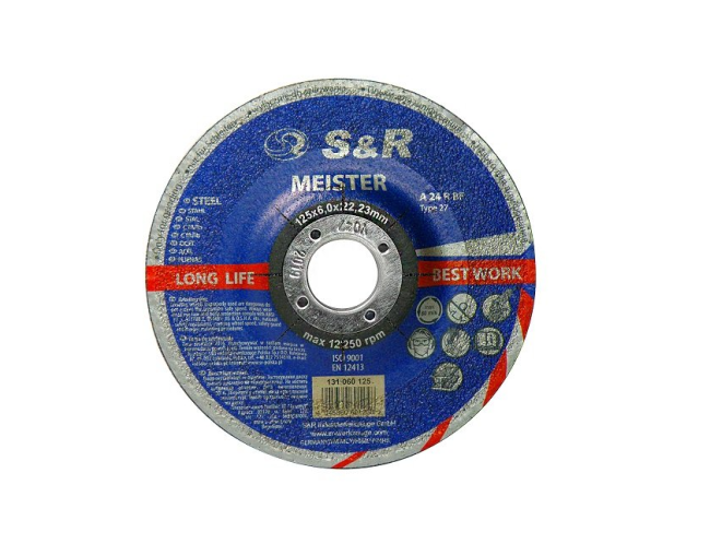 Круг зачистной Meister 125x6.0x22.2мм A24R BF абразивный по металлу S&R (131060125)