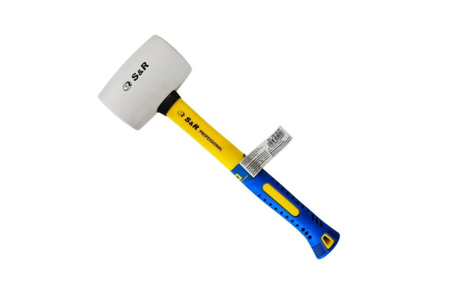 White rubber hammer d55mm, 450g, fiberglass handle S&R (285450055)