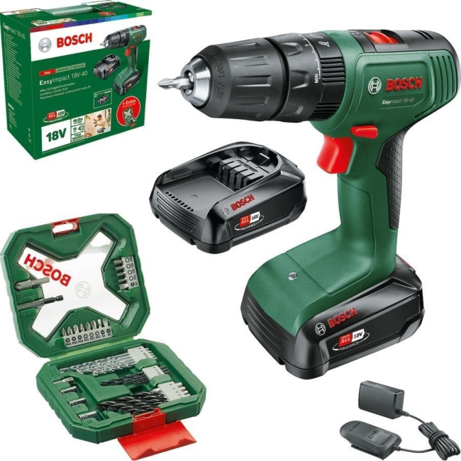 Cordless screwdriver-drill Bosch EasyImpact 18V-40 18V 2038Nm 0-4300-1630rpm