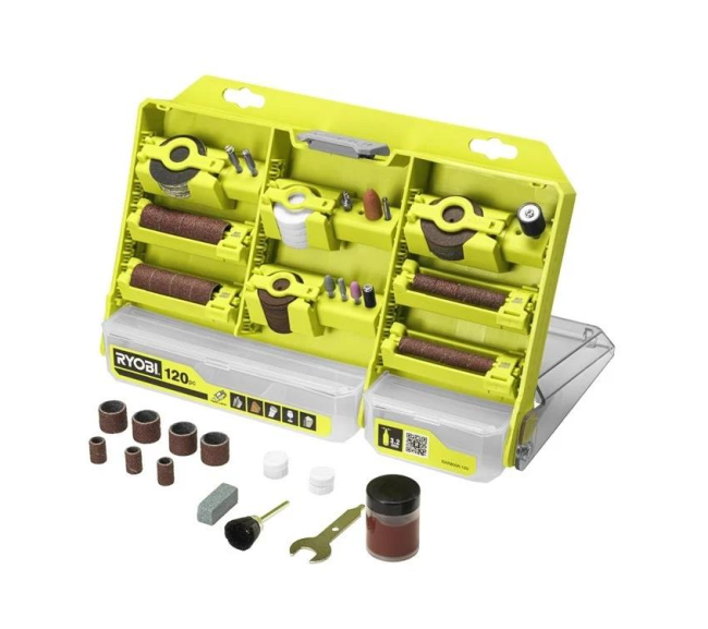 Комплект приладдя Ryobi RAR800K-120 для міні дриля гравера реноватора 120шт кейс