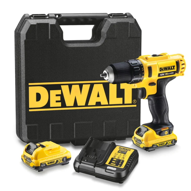 Drill-screwdriver DeWalt XR Li-Ion 12V battery 2x2A&time 24Nm 400-1500rpm DCD710D2