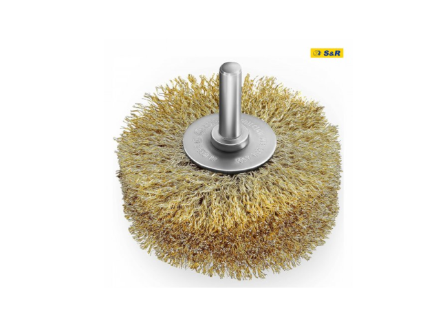 Щітка дискова 80 x 35 мм, хвост.8 мм, d0,25 мм, об/хв 4500, вита латуна S&R (135080035)