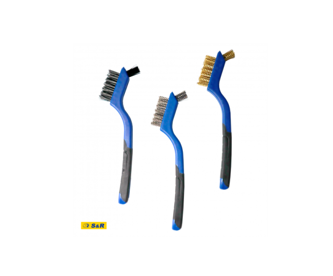 Set of hand brushes Meister 3 pcs.: 175 mm, brass, ner. steel, polypropylene S&R (136600005)