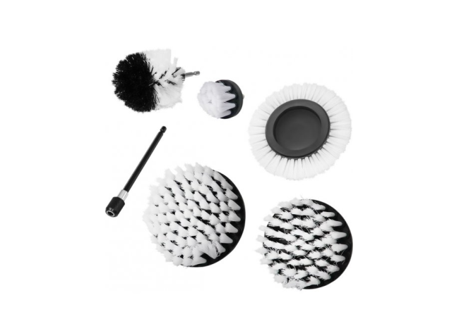 Set of 6 Brushes Nylon White: Straight 51mm, 102mm, 127mm Disc 138mm, Round 83mm, Extension 150mm S&R (139001601)