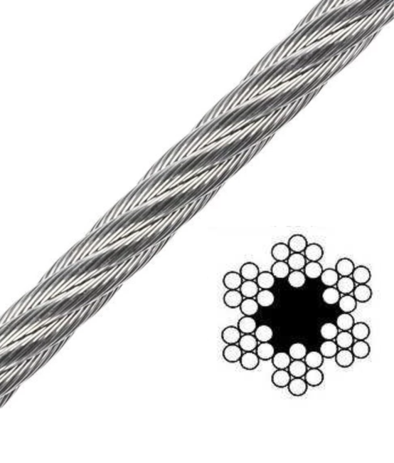 Galvanized steel cable 6x7+FC, Ø 6mm (91CTR0N91CTR00670H)