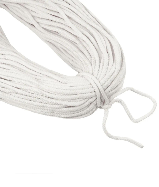 Шнур Ø 6 мм из полиэстера белого цвета, ромбоидное плетение, катушка 250 м