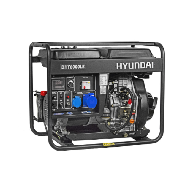 Генератор дизельний, 5 кВт, Hyundai, 1ф, електростартер, 79dB, 740x610x490, DHY 6000LE, 65211