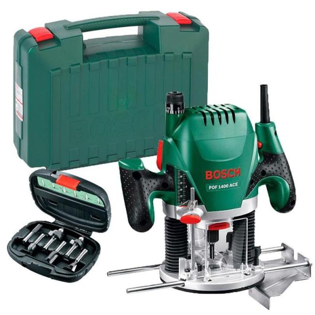 Фрезер Bosch POF 1400 1400Вт цанга 6 та 8мм 11000-28000об·хв + 6 фрез 3кг 0.603.26C.801