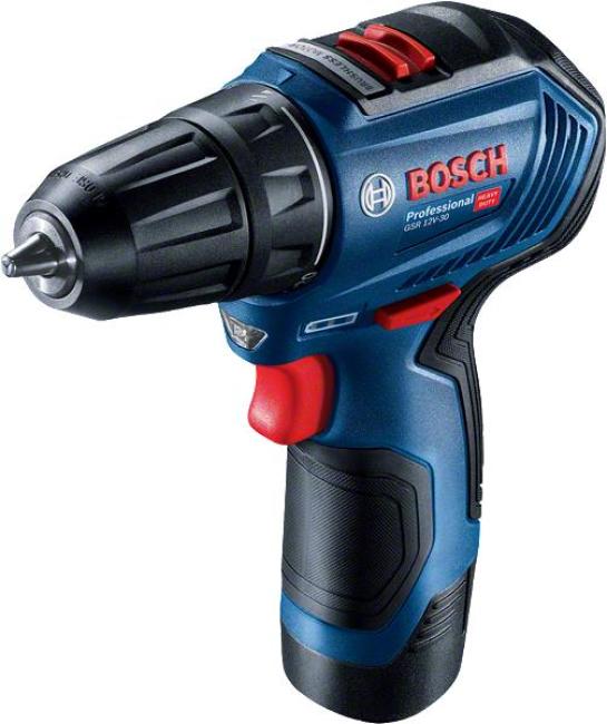 Шуруповерт-дрель аккумуляторная Bosch GSR 12V-30 безщеточная 12В 2x2.0А·час 30Нм 420·1600об·мин 0.78кг кейс 0.601.9G9.000