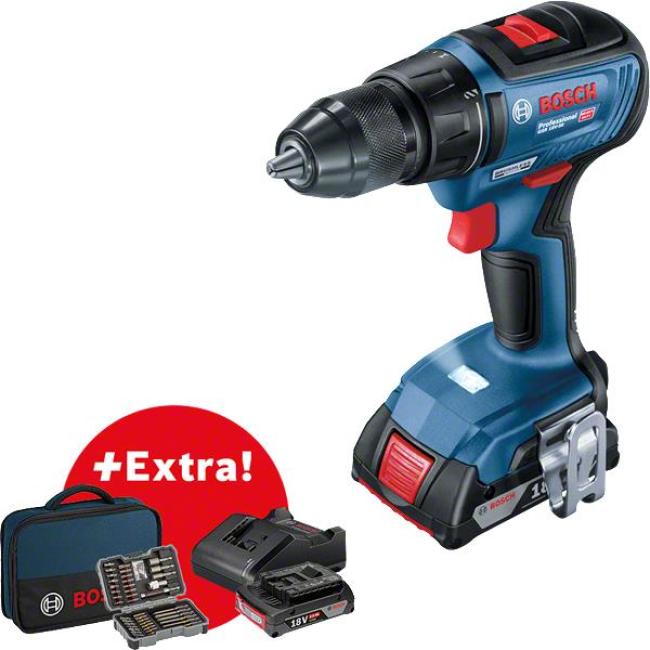Cordless screwdriver-drill Bosch GSR 18 V-50 18V 2x2A·h 28·50·50Nm 460·1800rpm 1kg case accessories 0.601.9H5.004