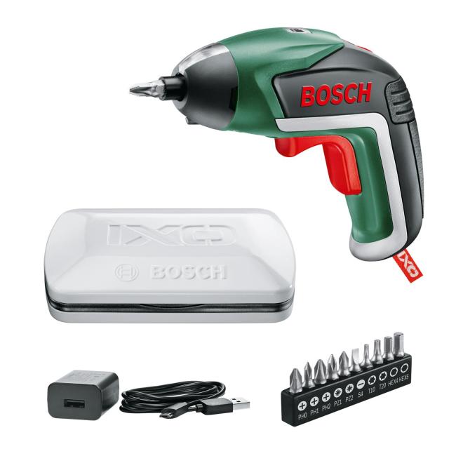 Викрутка акумуляторна Bosch IXO V medium 3.6В 1х1.5А·год 4.5Нм 215об·хв 10 біт насадка 0.3кг 0.603.9A8.021