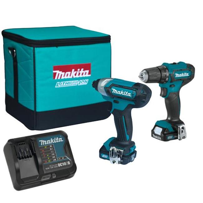 Set of two Makita CLX224SA CXT cordless tools 12V drill driver DF333D screwdriver TD110D battery 2x2Ah bag CLX224SA