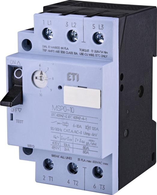 Автомат захисту двигуна ETI MSP0-10 (3-4 kW, 6-10A) (004646624)