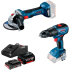 Набір із двох акумуляторних інструментів Bosch 18В шліфмашина кутова GWS180-LI дриль-шурупокрут GSB 18V-50 зарядний пристрій акб 2х4А·год 0.615.990.M8