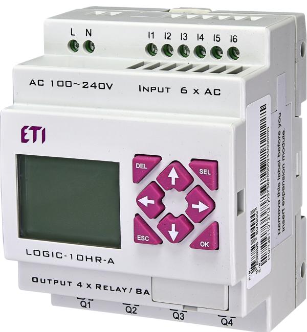 Програмоване реле ETI LOGIC-10HR-A, 100-240V AC (6I/4O-Rele) (004780001)